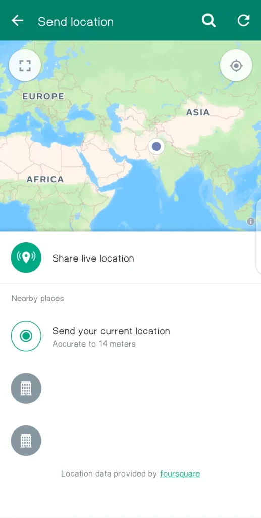 Methods to share live location on NS whatsapp